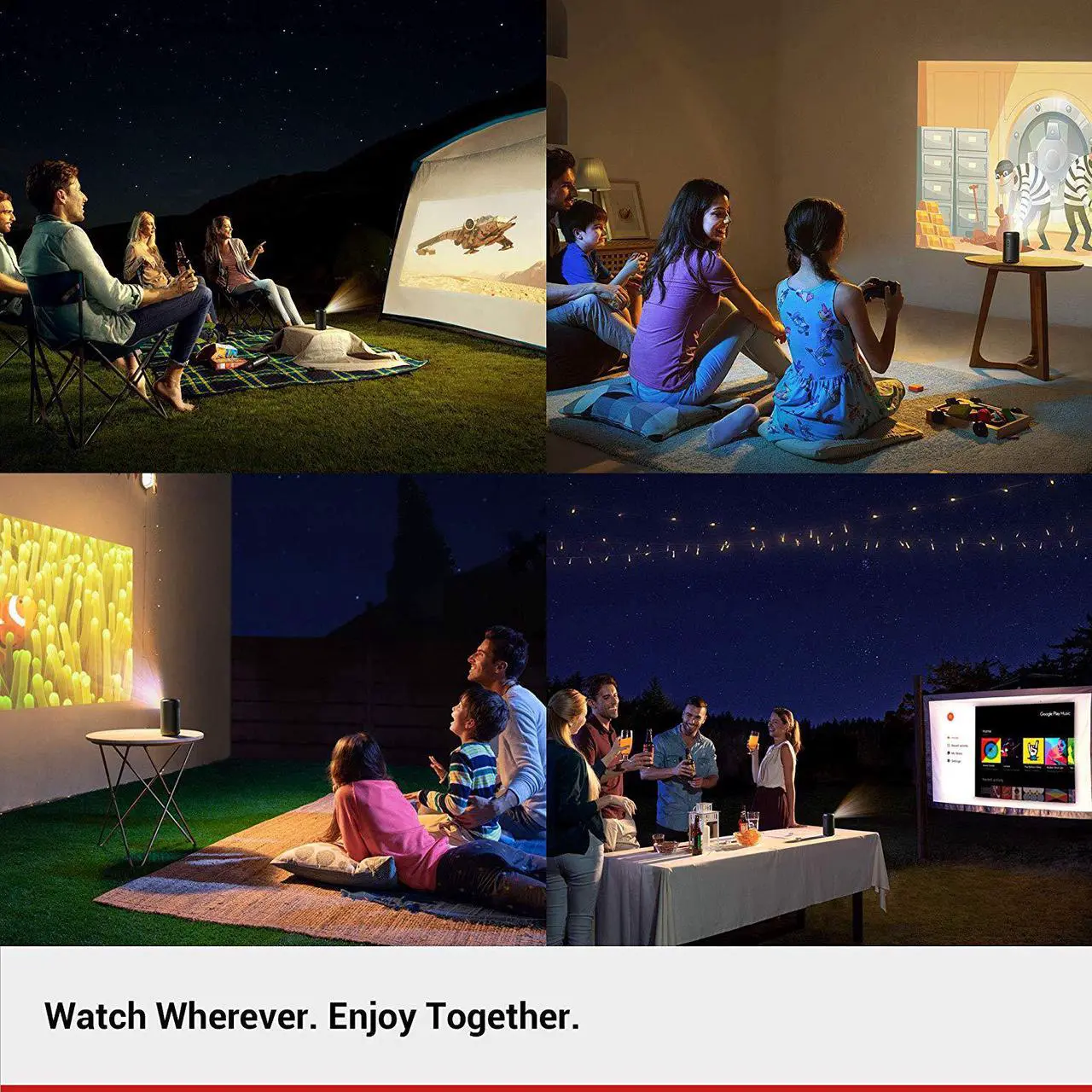 Alt view image 6 of 7 - Nebula Capsule II Smart Mini Projector, by Anker, Palm-Sized 200 ANSI Lumen 720p HD Portable Projector Pocket Cinema with Wi-Fi, DLP, 8W Speaker, 100 Inch Picture, 3, 600+ Apps, Movie Projector