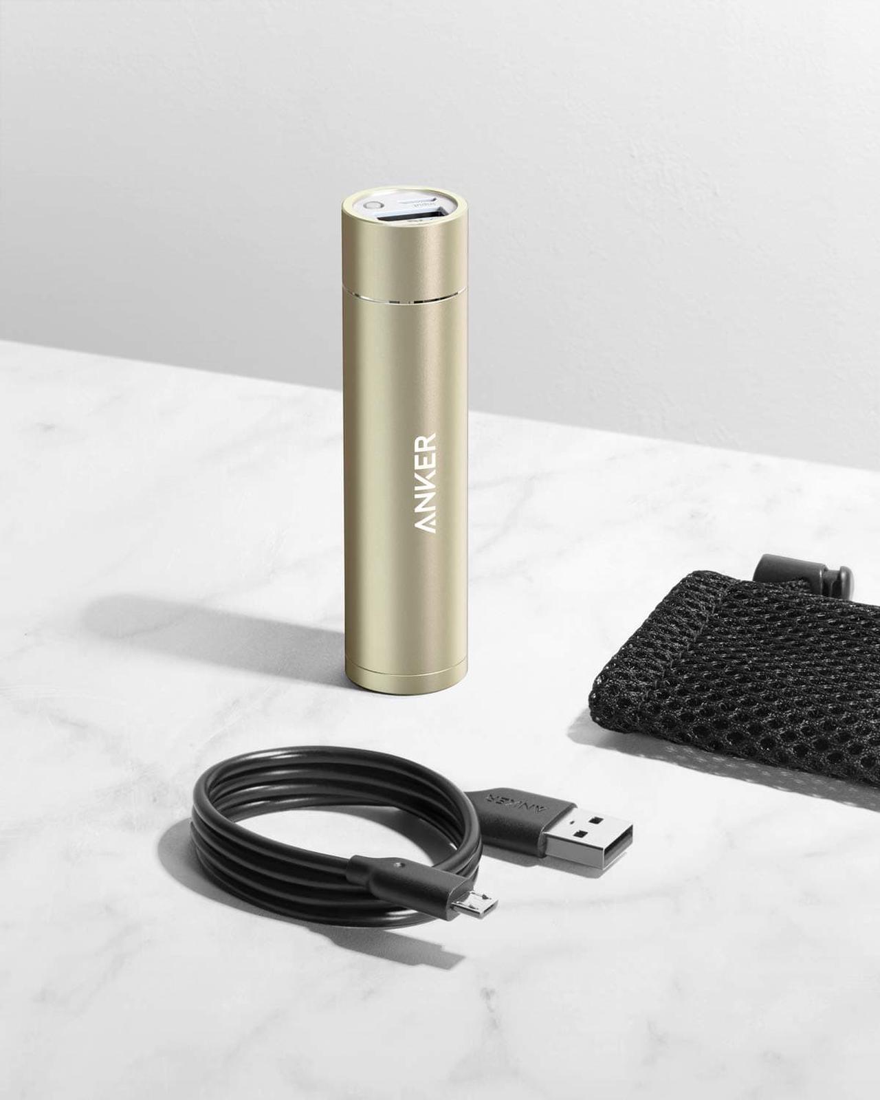 Alt view image 7 of 7 - Anker PowerCore+ Mini, 3350mAh Lipstick-Sized Portable Charger (Premium Aluminum Power Bank), One of The Most Compact External Batteries, Compatible with iPhone, Android Smartphones and More (Golden)