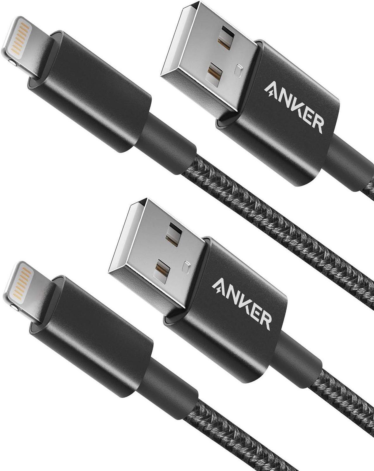 Main image of Anker 6ft Premium Nylon Lightning Cable [2-Pack], Apple MFi Certified for iPhone Chargers, iPhone 11/11 Pro/11 Pro Max/Xs/XS Max/XR/X / 8/8 Plus / 7/7 Plus / 6/6 Plus, iPad Pro Air 2, and More(Black)