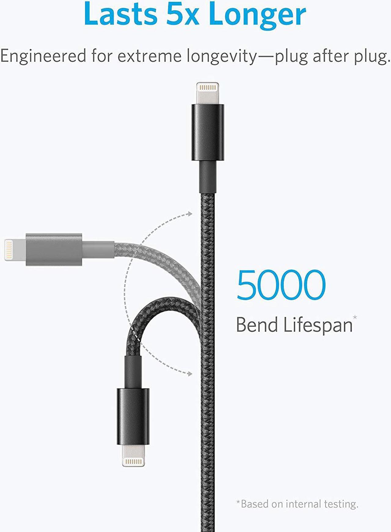 Alt view image 3 of 6 - Anker 6ft Premium Nylon Lightning Cable [2-Pack], Apple MFi Certified for iPhone Chargers, iPhone 11/11 Pro/11 Pro Max/Xs/XS Max/XR/X / 8/8 Plus / 7/7 Plus / 6/6 Plus, iPad Pro Air 2, and More(Black)