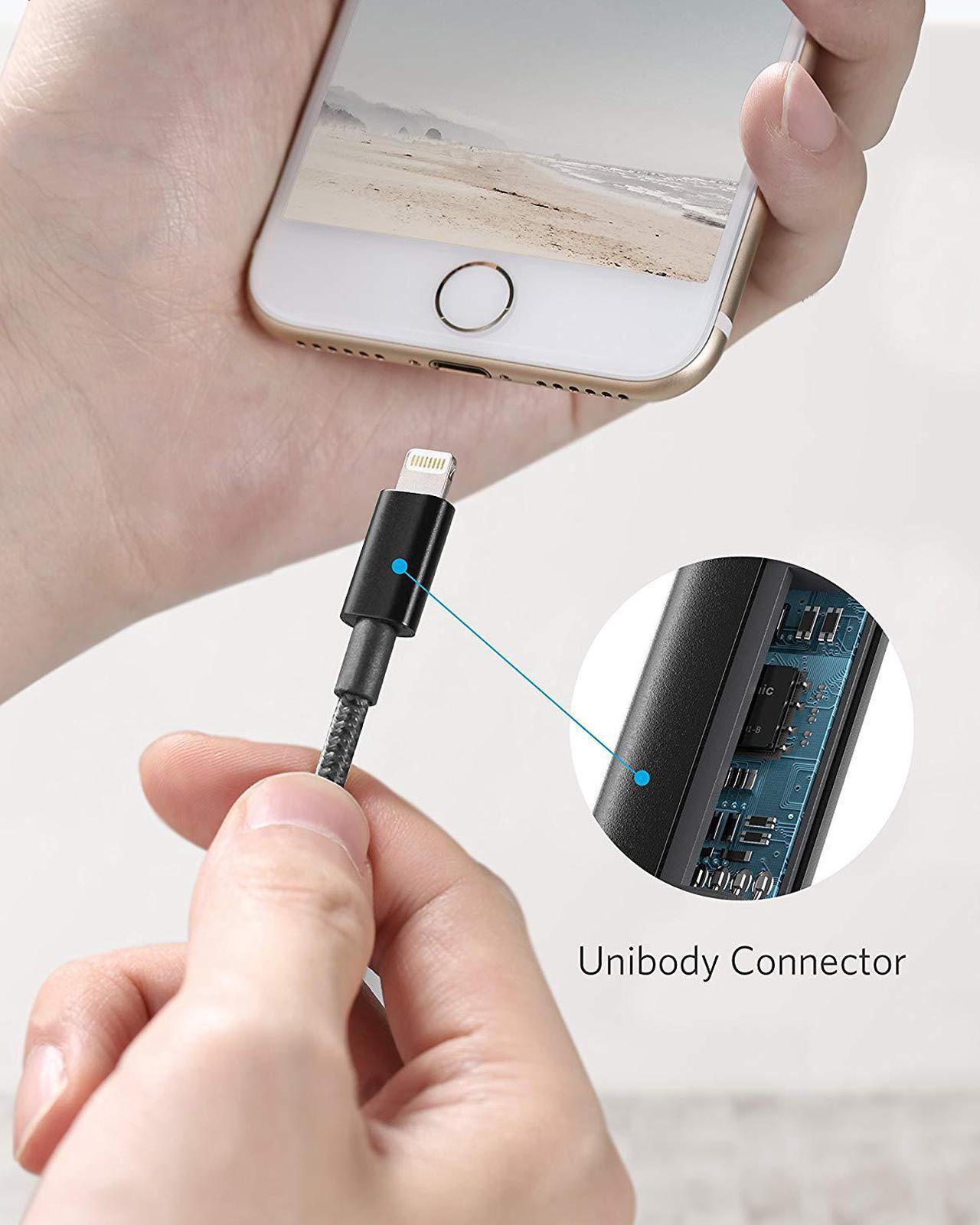 Alt view image 5 of 6 - Anker 6ft Premium Nylon Lightning Cable [2-Pack], Apple MFi Certified for iPhone Chargers, iPhone 11/11 Pro/11 Pro Max/Xs/XS Max/XR/X / 8/8 Plus / 7/7 Plus / 6/6 Plus, iPad Pro Air 2, and More(Black)