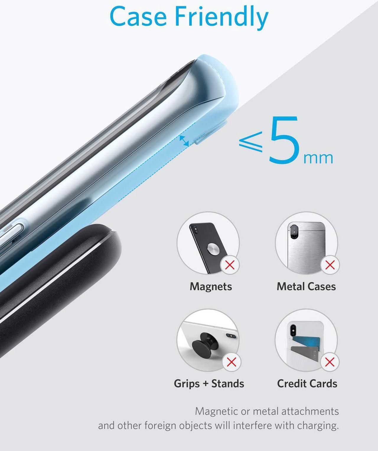 Alt view image 5 of 7 - Anker Wireless Charger, PowerWave Stand, Qi-Certified for iPhone 11, 11 Pro, 11 Pro Max, XR, Xs Max, XS, X, 8, 8 Plus, 10W Fast-Charging Galaxy S10 S9 S8, Note 10 Note 9 and More (No AC Adapter)