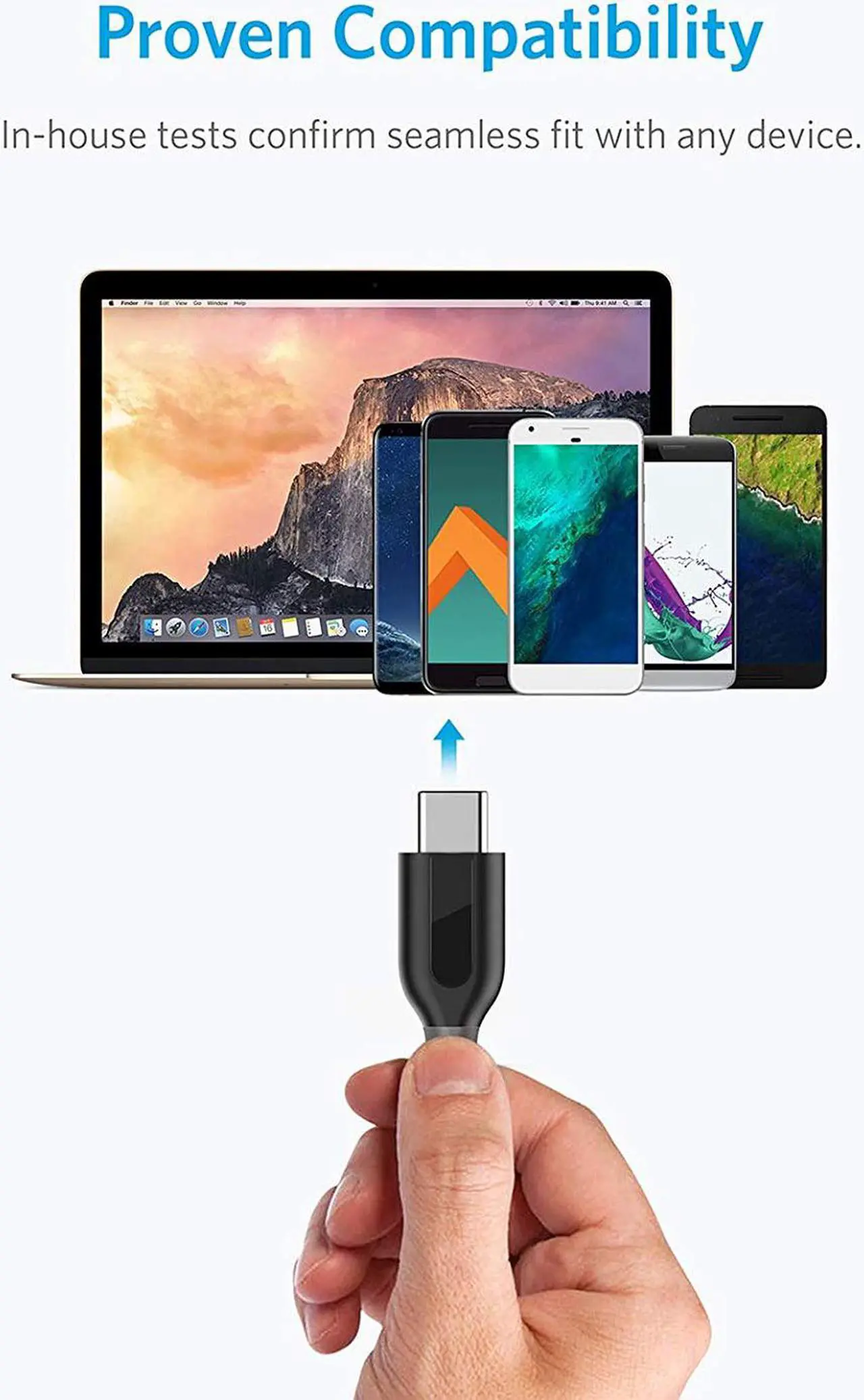 Alt view image 5 of 7 - Anker [2-Pack 6ft] Powerline+ USB-C to USB-A, Double-Braided Nylon Fast Charging Cable, for Samsung Galaxy S10/ S9 / S9+ / S8 / S8+, MacBook and More