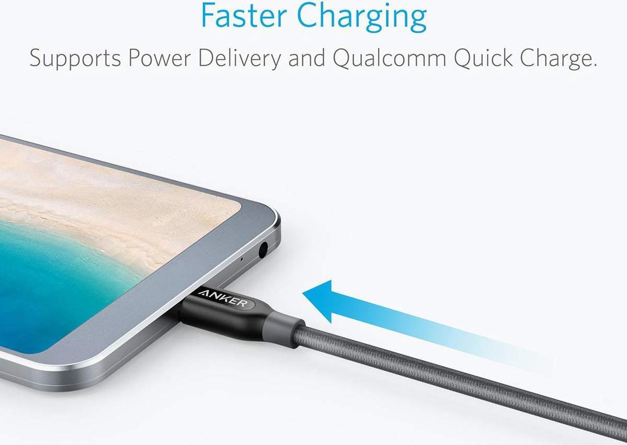 Alt view image 2 of 7 - Anker Powerline+ USB C to USB C Cable (6 ft), Power Delivery PD Charging for Apple MacBook, Huawei Matebook, iPad Pro 2018, Chromebook, Pixel, Switch, and More Type-C Devices/Laptops