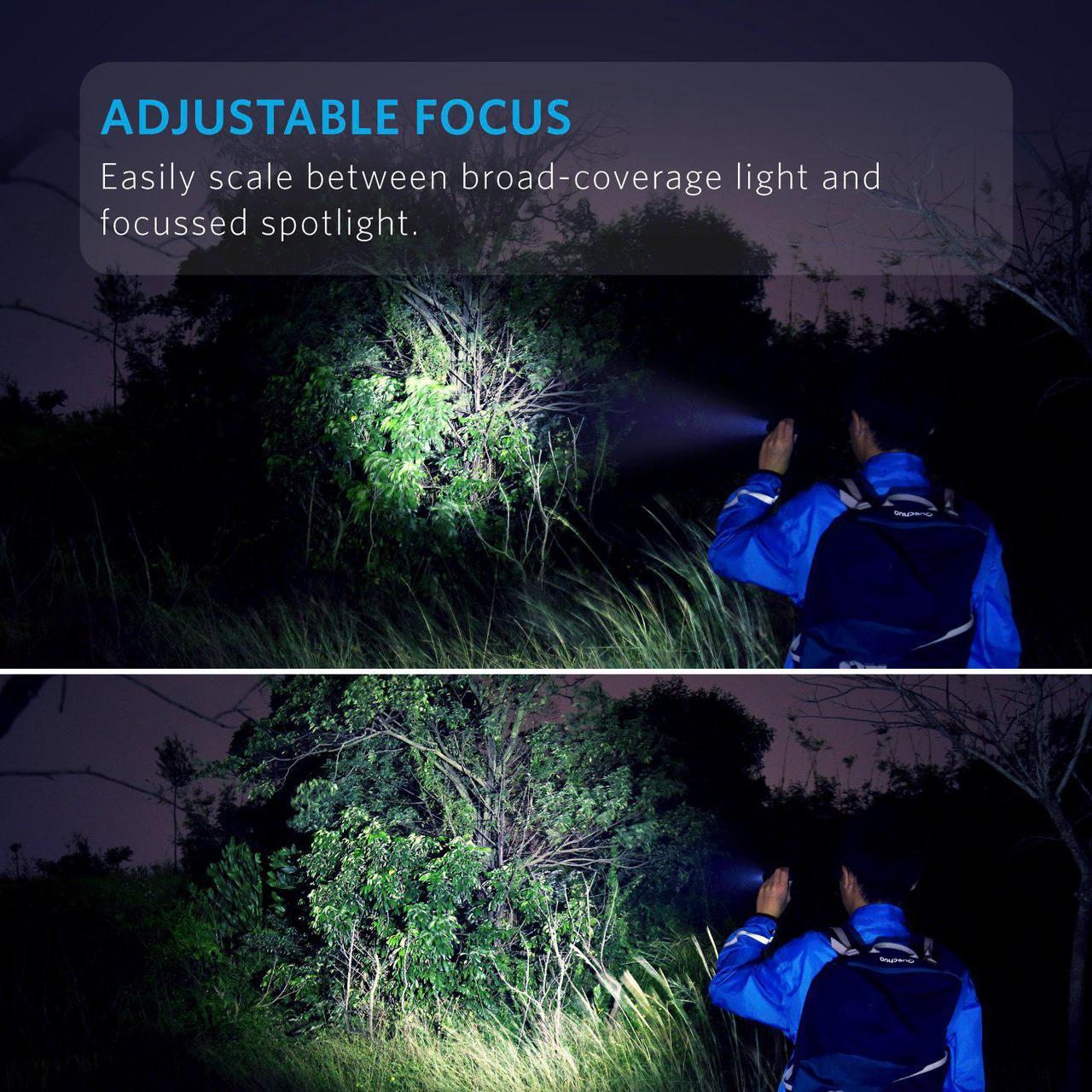 Alt view image 3 of 7 - Anker Rechargeable Bolder LC90 LED Flashlight, Pocket-Sized Torch with Super Bright 900 Lumens CREE LED, IP65 Water-Resistant, Zoomable, 5 Light Modes, 18650 Battery Included