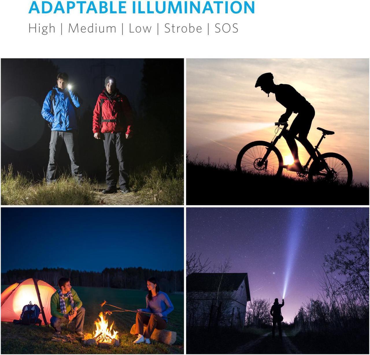 Alt view image 5 of 7 - Anker Rechargeable Bolder LC90 LED Flashlight, Pocket-Sized Torch with Super Bright 900 Lumens CREE LED, IP65 Water-Resistant, Zoomable, 5 Light Modes, 18650 Battery Included