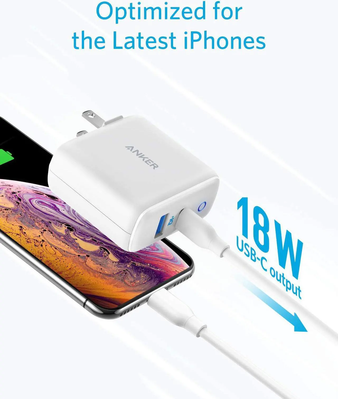 Alt view image 2 of 6 - USB C Charger, Anker 32W 2 Port Charger with 20W USB C Power Adapter, PowerPort PD 2 with Foldable Plug for iPad/iPad Mini, for iPhone 13/13 Mini/13 Pro/13 Pro Max/12/11, Pixel, Galaxy, and More