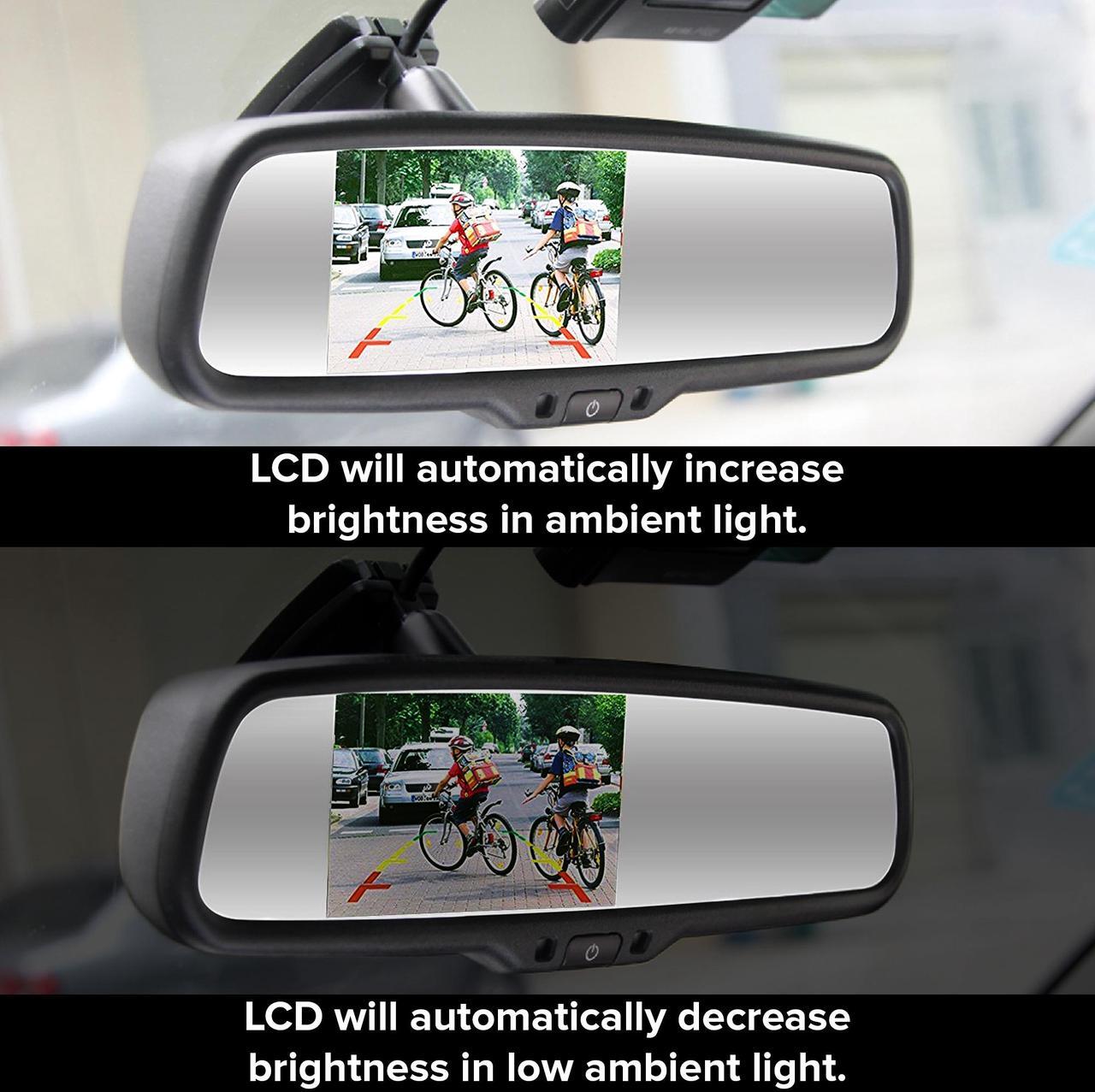 Alt view image 6 of 7 - Master Tailgaters OEM Rear View Mirror with 4.3” LCD Screen and Waterproof 170° Backup Camera Kit