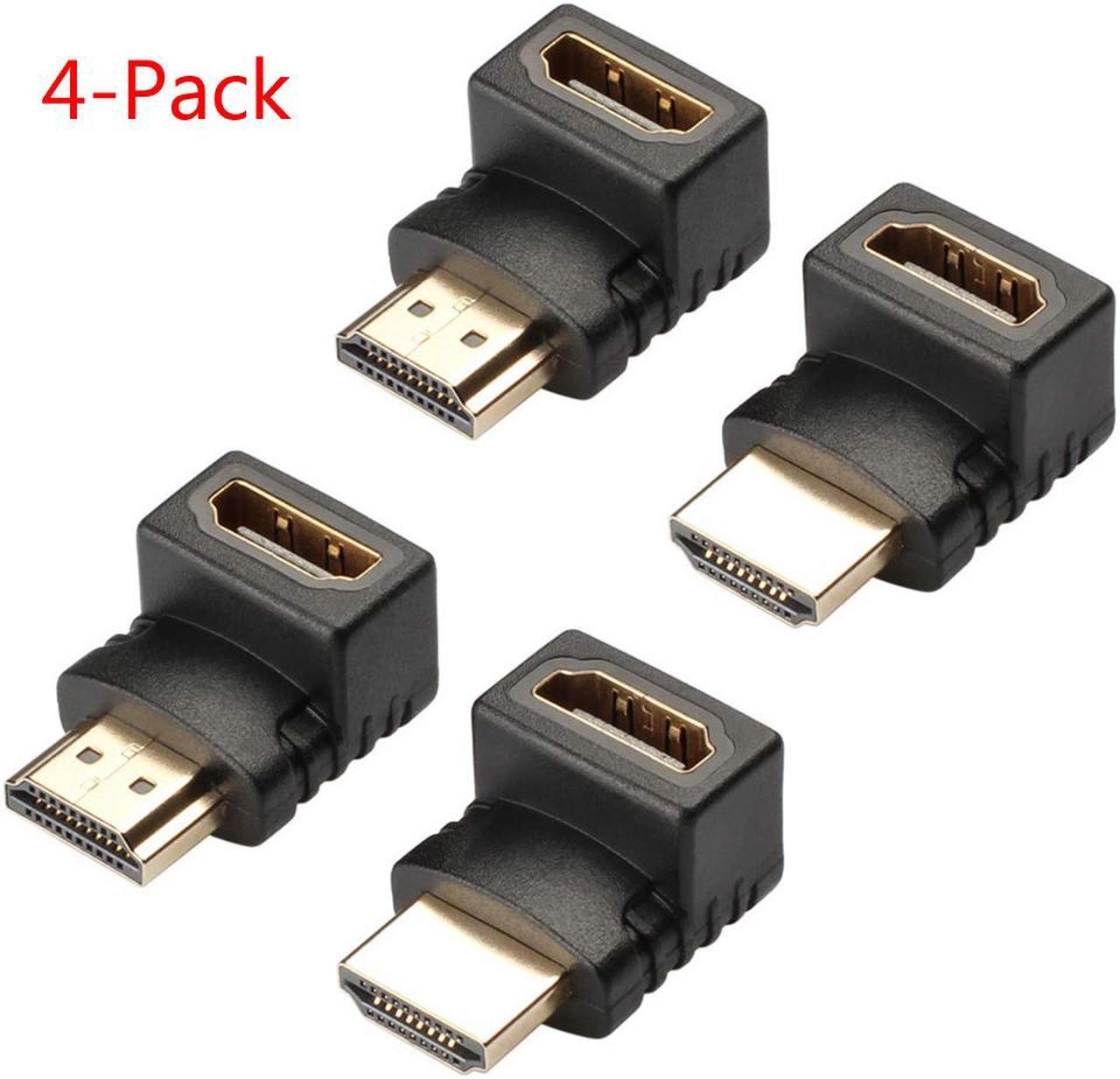 HDMI Adapter 90 Degree 4K Male to Female HDMI Connector 270 Degree Extender Right Angle 4 Pack Combo L-Type HDTV Converter