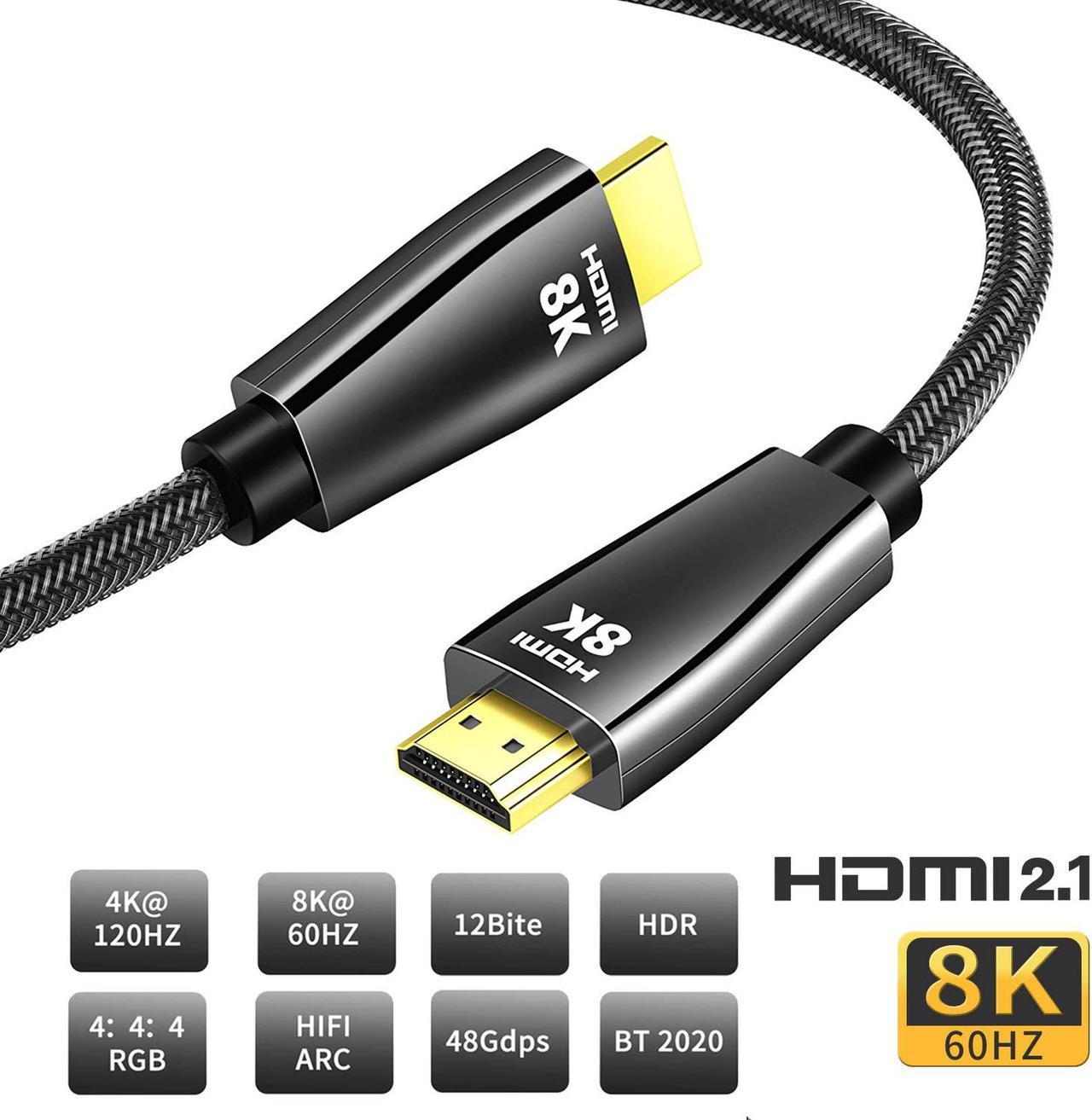 CABLEDECONN 8K HDMI Copper Cord Real UHD HDR 8K 48Gbps,8K@60Hz 4K@120Hz Support HDCP 3D HDMI Cable for PS4 SetTop Box HDTVs Projectors1m 10ft