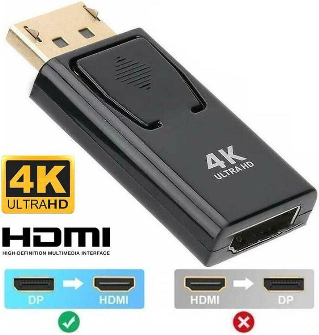 4K DP to HDMI Adapter, HDMI Video Converter Displayport to HDMI Cable Male to Female Support 4k 3D 1080P Gold Plated Display Port Monitor to HDMI Cable Compatible for Desktop Laptop, 1-Pack