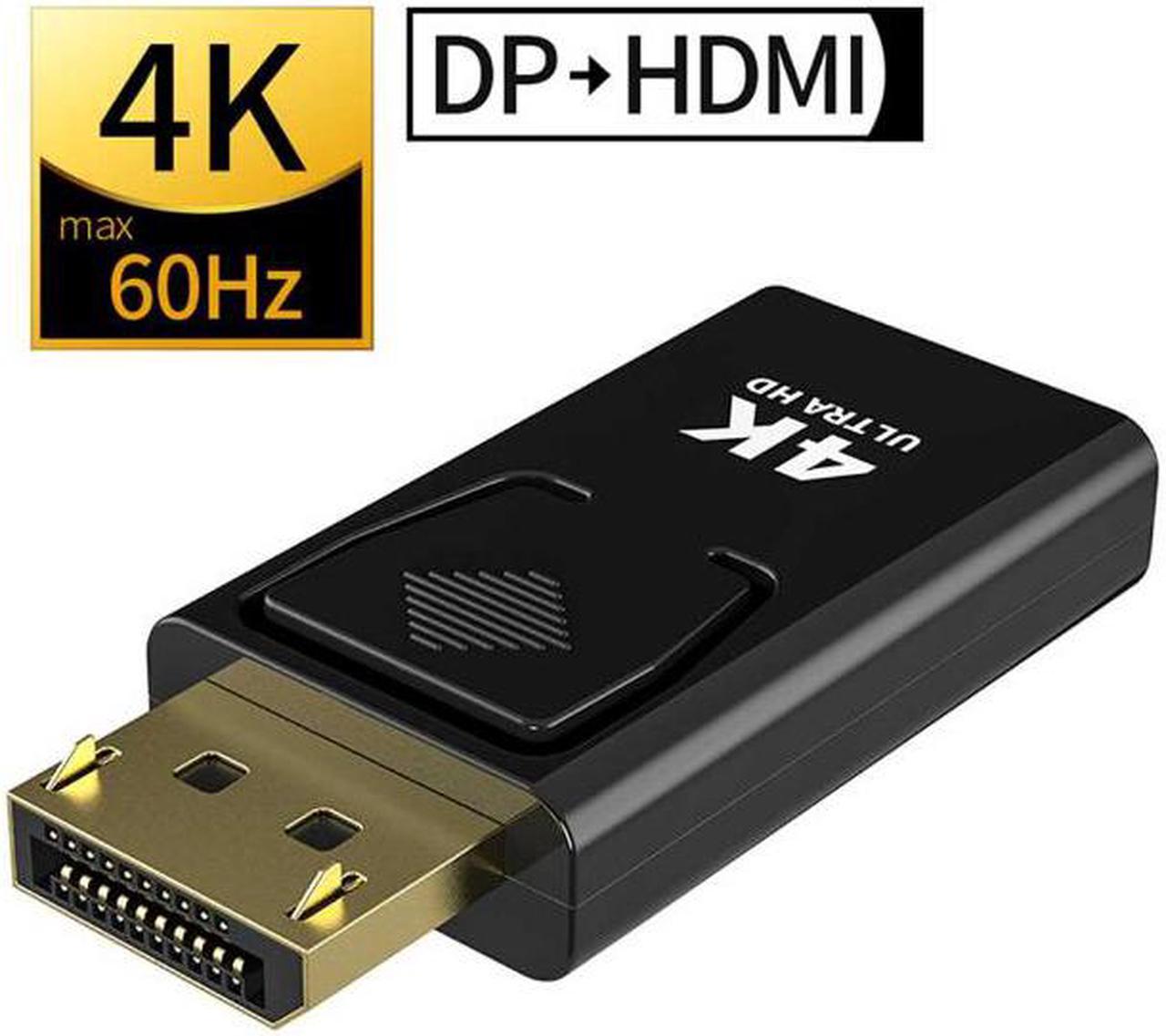 DP to HDMI 4K 60Hz, DisplayPort to HDMI Adapter, HDMI Support UHD 4K @60Hz Audio/Video, Black, 1-pack