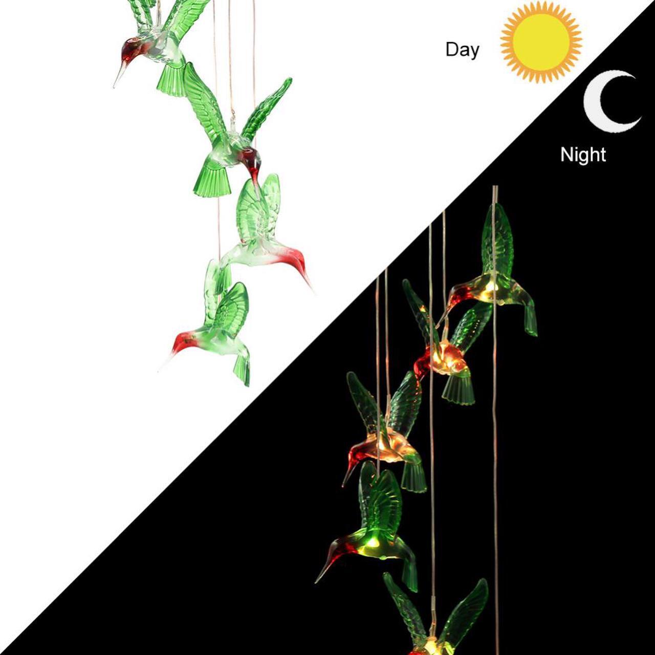 Alt view image 2 of 7 - Hummingbird Solar Wind Chimes, Hummingbird Wind Chimes Outdoor,Solar Wind Chimes, Outdoor Mobile Hanging Patio Light, Porch, Deck, Garden Decor Gifts for mom, Birthday Gifts for Women