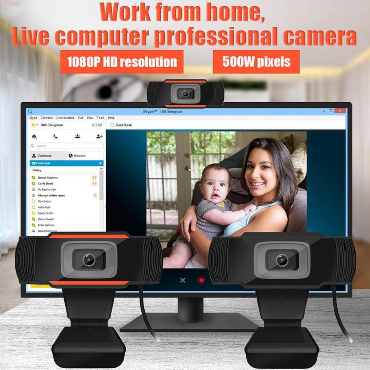 Alt view image 2 of 7 - S70 5MP FHD Webcam, 1080p Live Streaming Camera with Stereo Microphone, Desktop or Laptop USB Webcam for Widescreen Video Calling and Recording