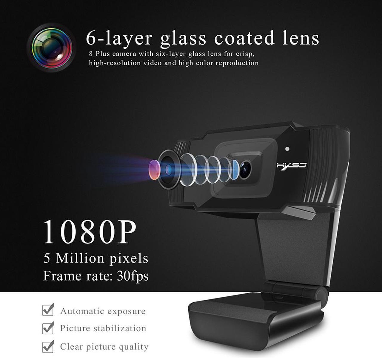 Alt view image 3 of 7 - S70 5MP FHD Webcam, 1080p Live Streaming Camera with Stereo Microphone, Desktop or Laptop USB Webcam for Widescreen Video Calling and Recording