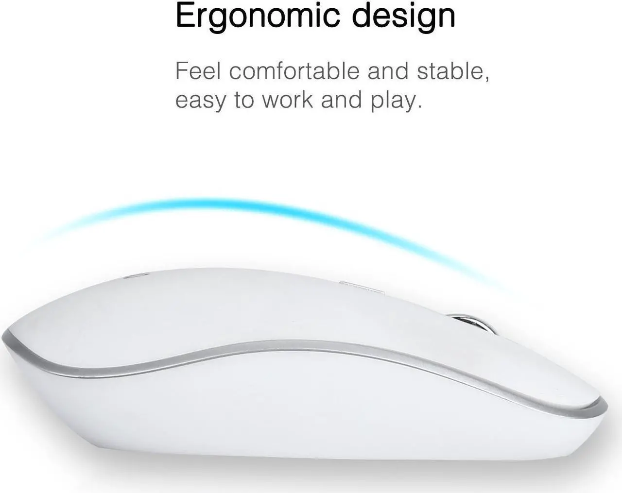 Alt view image 5 of 7 - Wireless Keyboard and Mouse, 2.4GHz Silent USB Wireless Keyboard Mouse Combo, Full-Size Keyboard and Mouse for Computer, Desktop and Laptop (White)
