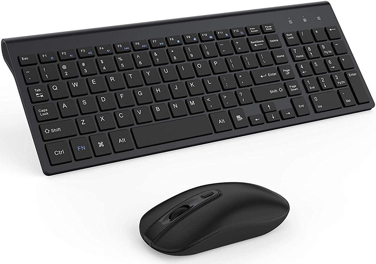 Main image of Wireless Keyboard and Mouse Combo - Ultra Thin Full Size Keyboard and Mouse , 2.4GHz Dropout-Free Connection, for Computer, Laptop, PC, Desktop, Notebook, Windows 7, 8, 10-(Black)