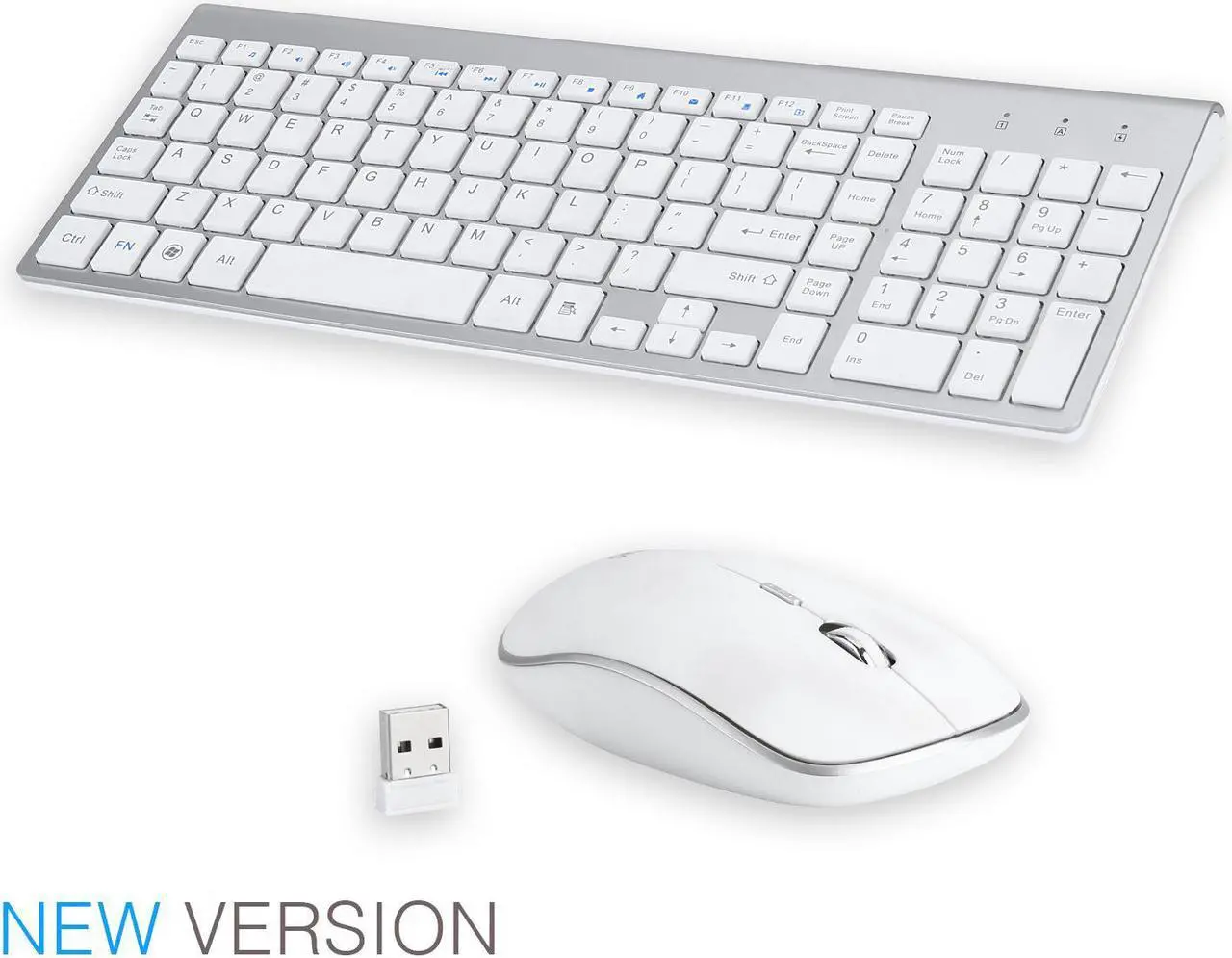 Main image of Wireless Keyboard and Mouse, 2.4GHz Silent USB Wireless Keyboard Mouse Combo, Full-Size Keyboard and Mouse for Computer, Desktop and Laptop (White)