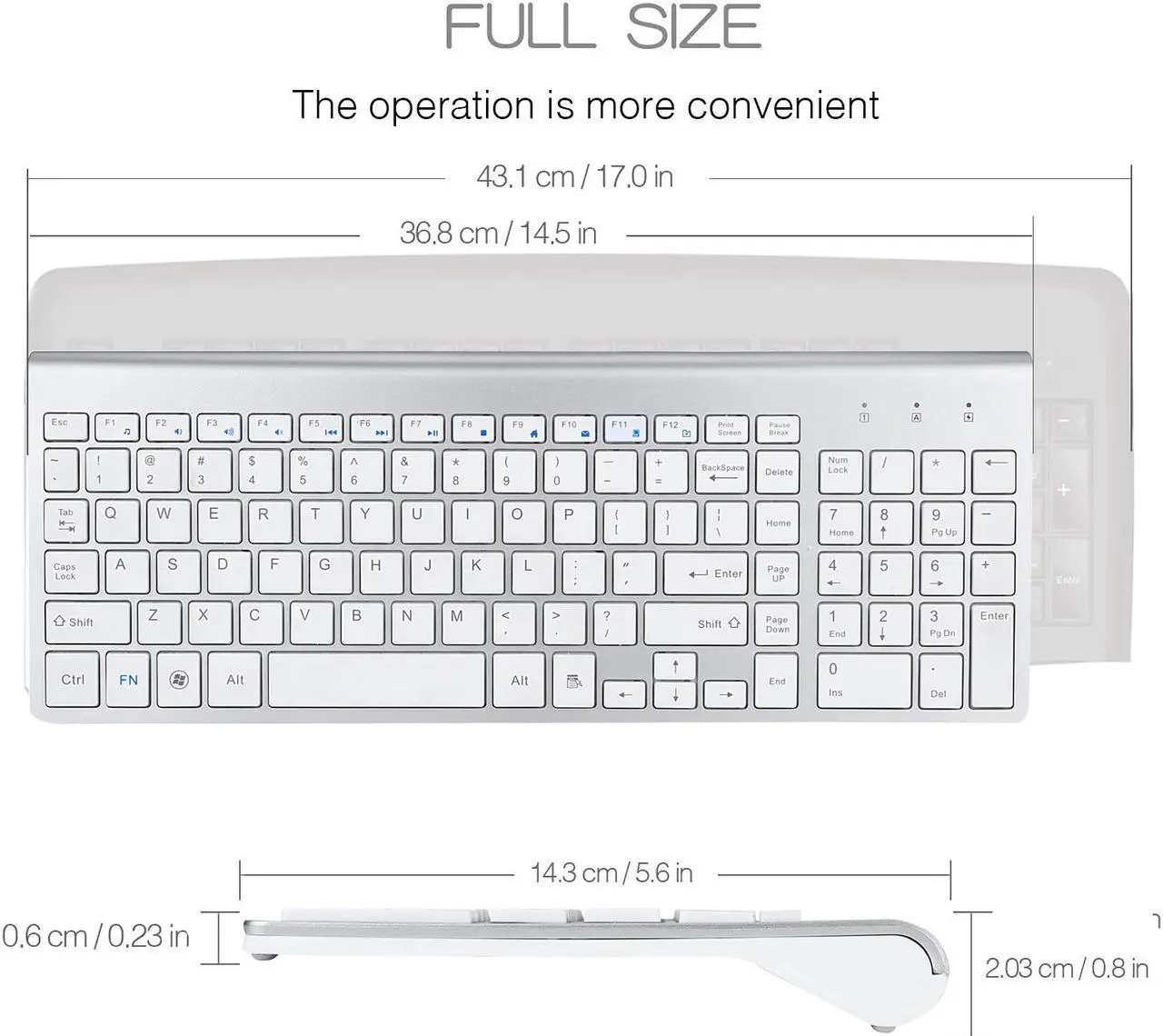 Alt view image 2 of 7 - Wireless Keyboard and Mouse, 2.4GHz Silent USB Wireless Keyboard Mouse Combo, Full-Size Keyboard and Mouse for Computer, Desktop and Laptop (White)