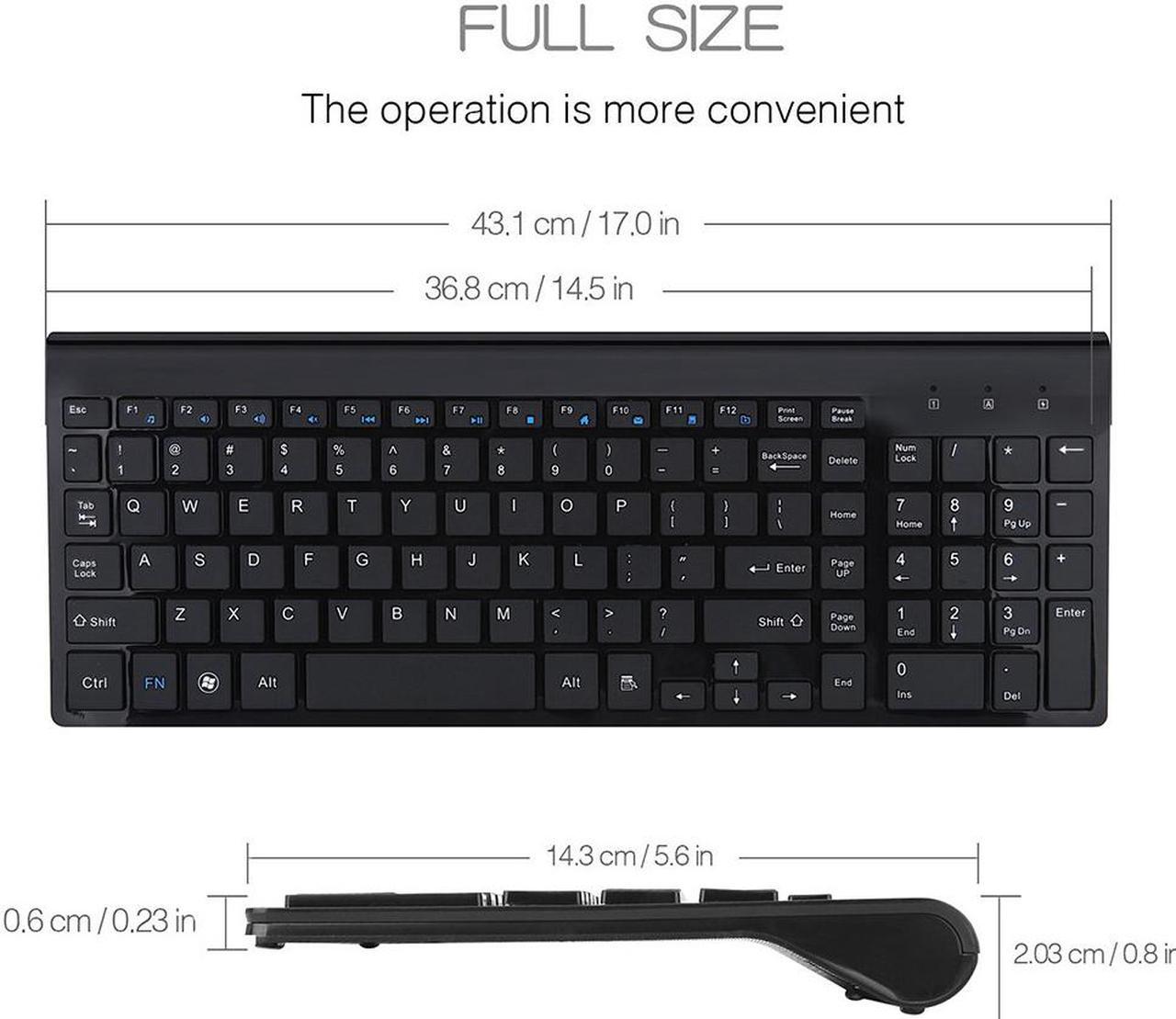 Alt view image 2 of 7 - Wireless Keyboard and Mouse, Vssoplor 2.4GHz Compact Quiet Full-Size Keyboard and Mouse Combo with Nano USB Receiver for Windows, Laptop, PC, Notebook-Black