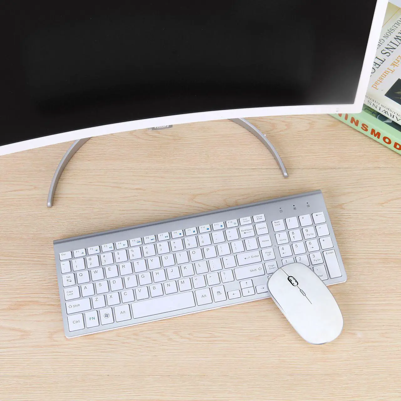 Alt view image 7 of 7 - Wireless Keyboard and Mouse, 2.4GHz Silent USB Wireless Keyboard Mouse Combo, Full-Size Keyboard and Mouse for Computer, Desktop and Laptop (White)