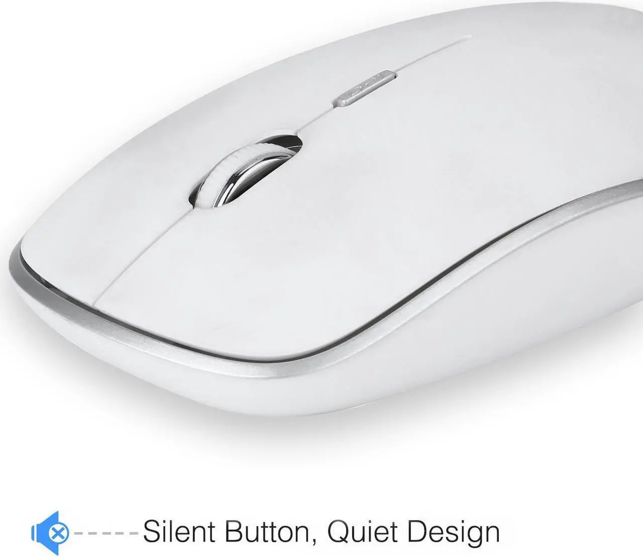 Alt view image 6 of 7 - Wireless Keyboard and Mouse, 2.4GHz Silent USB Wireless Keyboard Mouse Combo, Full-Size Keyboard and Mouse for Computer, Desktop and Laptop (White)