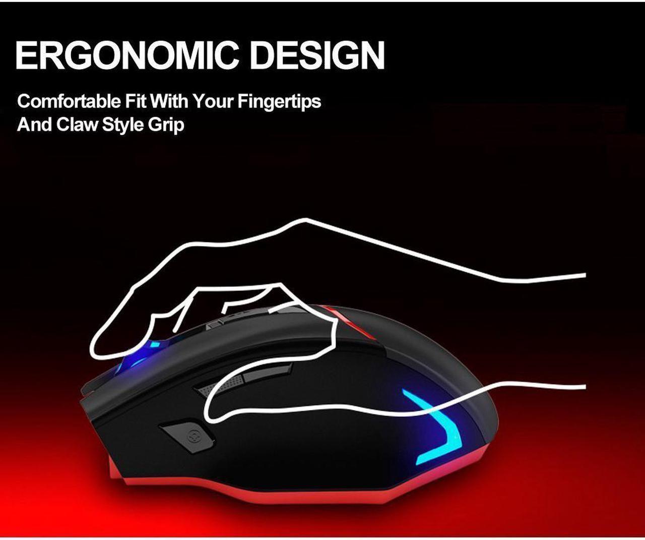 Alt view image 7 of 7 - Zelotes F-18 Gaming Mouse, Wireless/Wired Rechargeable Gaming Mouse RGB Lighting 3200 DPI Adjustable/USB 2.0/7 Bottons Keys/PC and MAC for Windows 7/8/10
