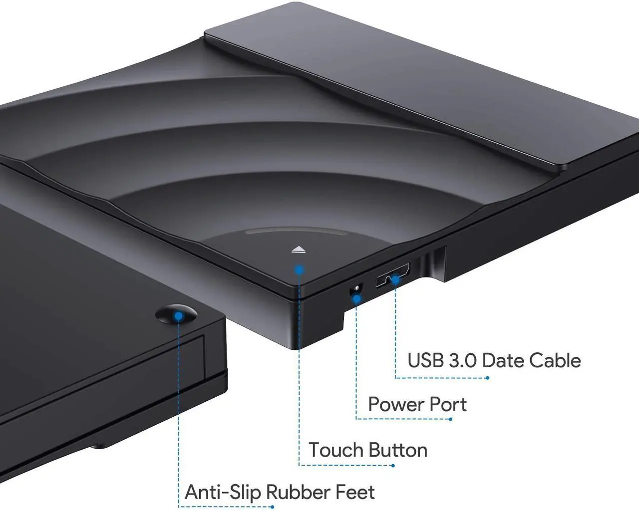 Alt view image 3 of 7 - LUOM External CD Drive USB 3.0/Type-C Portable CD/DVD+/-RW Burner Player Writer with Touch Sensitive Button Compatible with Windows XP/7/8/10, MacOS, Linux for MacBook, Laptop, Desktop