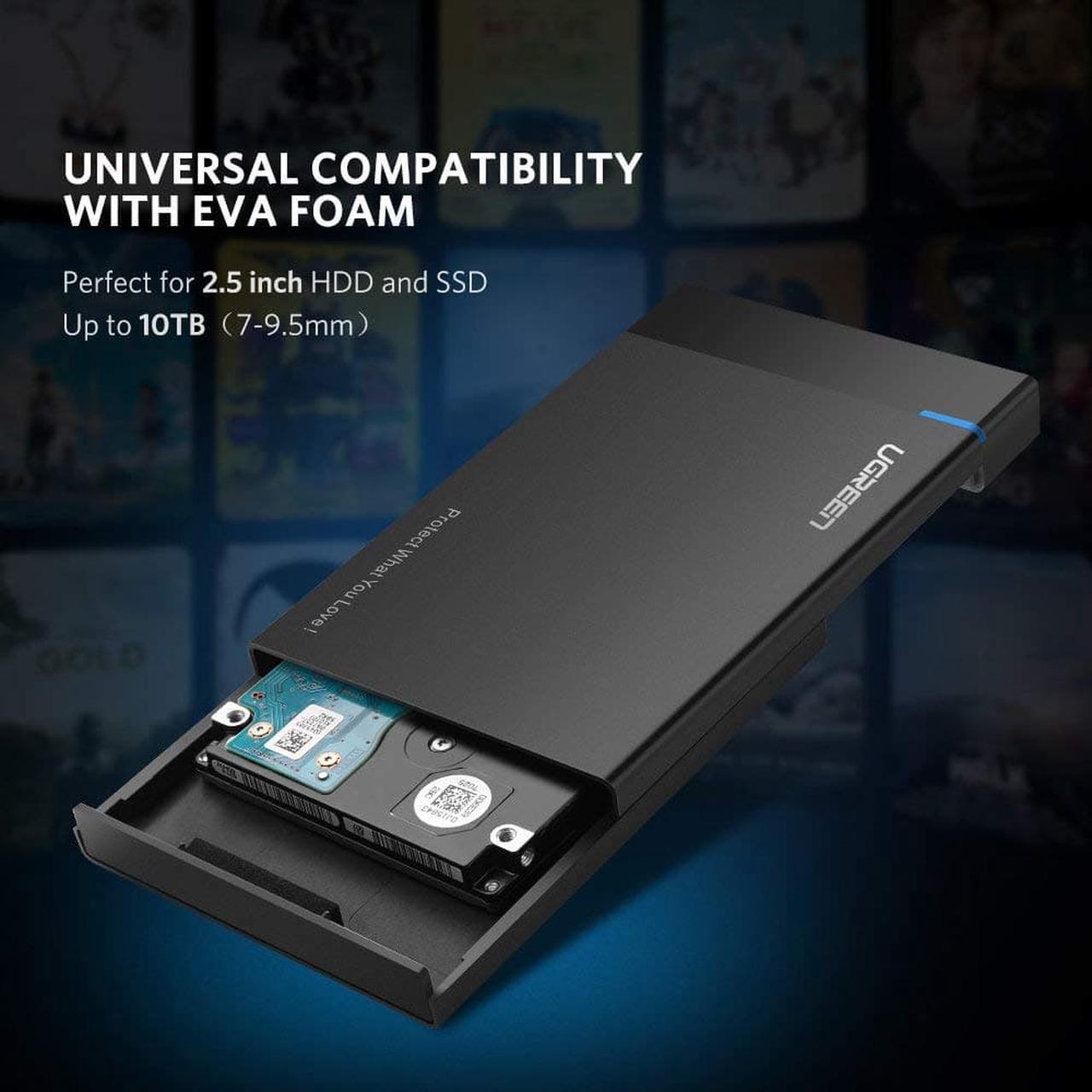 Alt view image 6 of 7 - LUOM 2.5-Inch SATA to USB 3.0 Tool-Free External Hard Drive Enclosure [Optimized for SSD, Support UASP SATA III] Black (US221-A)