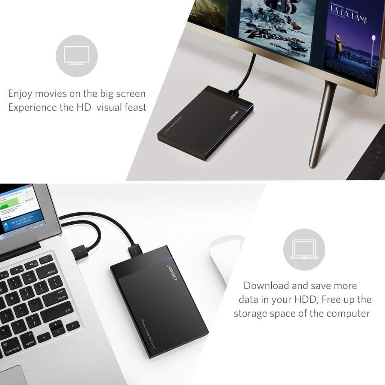 Alt view image 4 of 7 - LUOM 2.5-Inch SATA to USB 3.0 Tool-Free External Hard Drive Enclosure [Optimized for SSD, Support UASP SATA III] Black (US221-A)