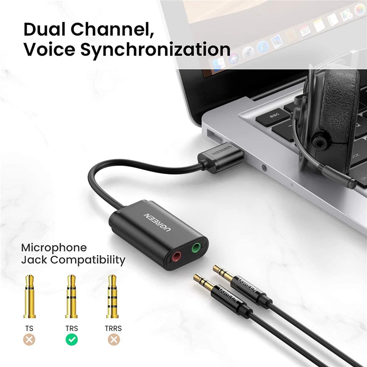 Alt view image 6 of 7 - USB Sound Card, LUOM USB External Sound Card Audio Adapter,External 3.5mm Stereo Sound Adapter Compatible with PC Windows,MAC, Linux, Laptops, Desktops, PS5. Plug and Play No Drivers Needed, Black