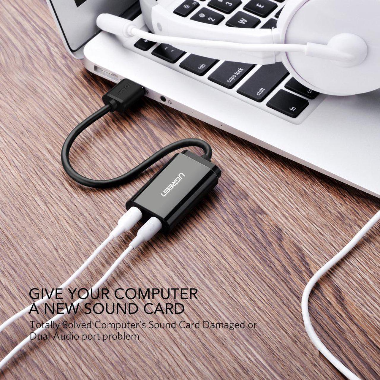 Alt view image 3 of 7 - USB Sound Card, LUOM USB External Sound Card Audio Adapter,External 3.5mm Stereo Sound Adapter Compatible with PC Windows,MAC, Linux, Laptops, Desktops, PS5. Plug and Play No Drivers Needed, Black