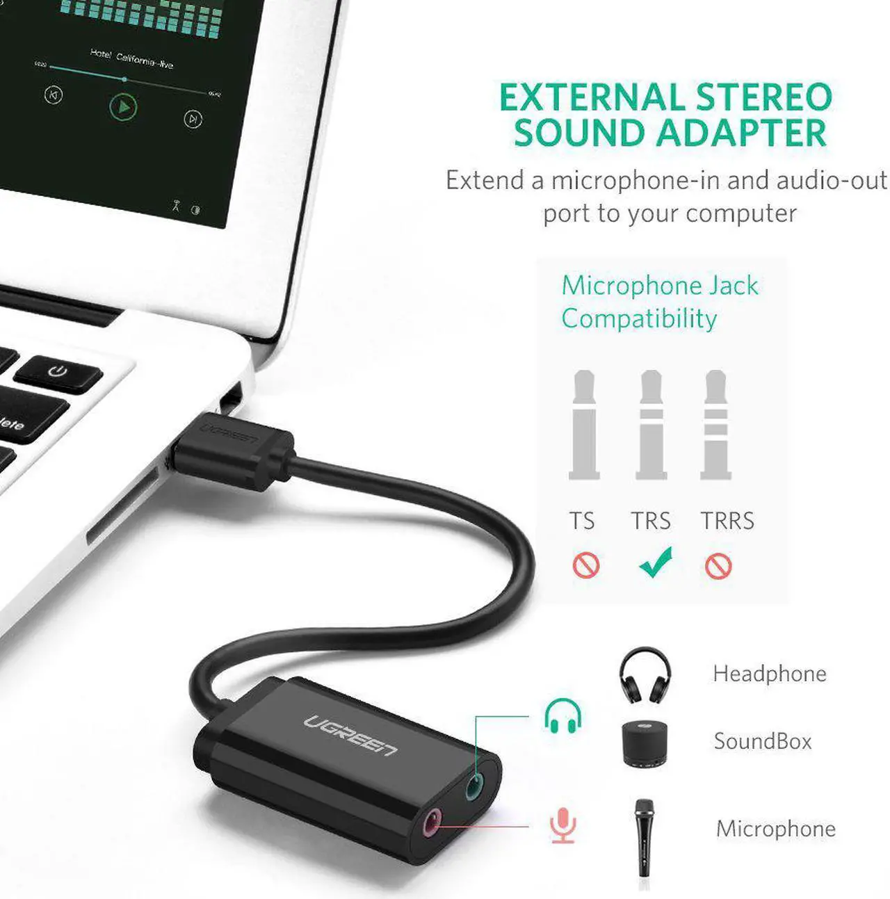Alt view image 4 of 7 - USB Headset Audio Adapter, 3.5mm to USB External Sound Card for Old Gaming Headsets with 2 TRS Jack Pin, Hi-res 24bit/96Khz USB Sound Adapter Compatible with PS4 PC WIN10 Mac Laptop Desktops (Black)