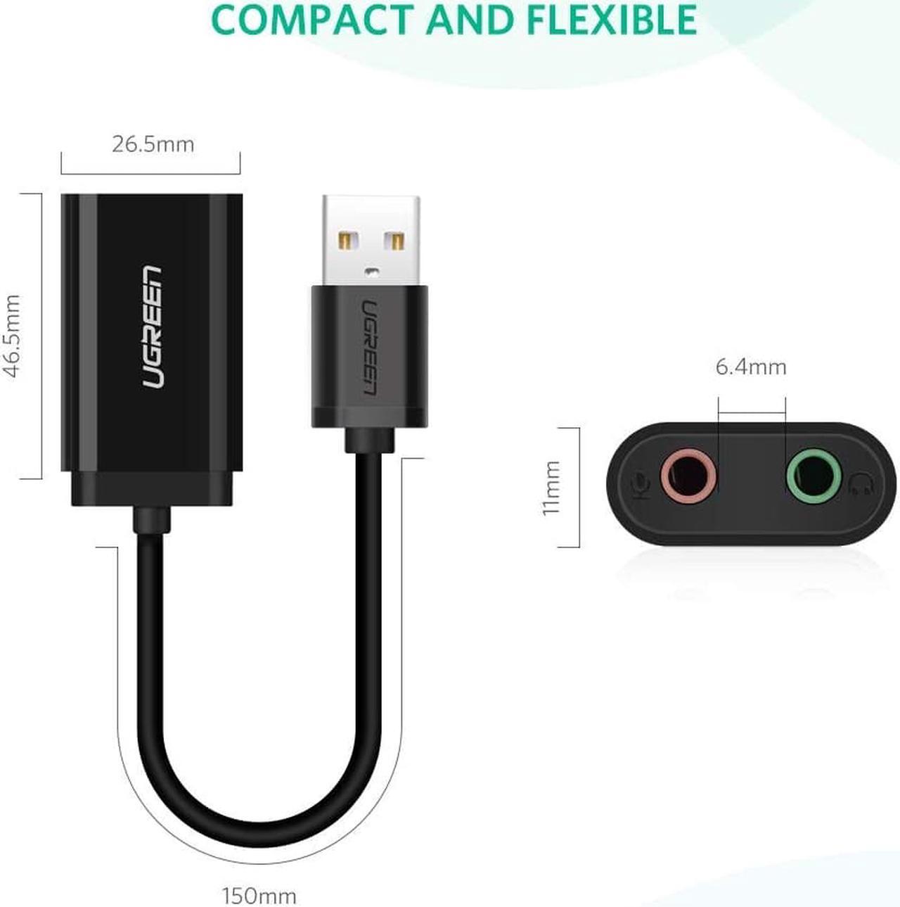 Alt view image 5 of 7 - USB Sound Card, LUOM USB External Sound Card Audio Adapter,External 3.5mm Stereo Sound Adapter Compatible with PC Windows,MAC, Linux, Laptops, Desktops, PS5. Plug and Play No Drivers Needed, Black