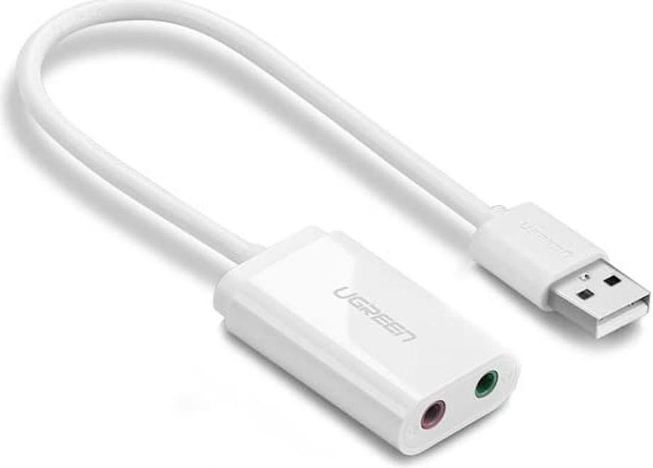 Main image of LUOM USB Sound Card Audio Adapter USB External Stereo Sound Adapter Headphone Microphone Adapter for PC Computer - (White)