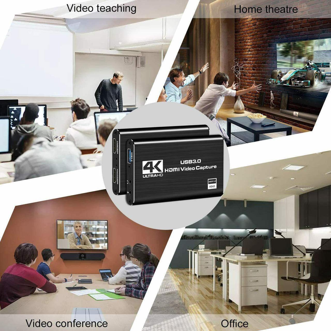 Alt view image 7 of 7 - 4K HDMI To USB 3.0 Video Capture Card Dongle Mic Input,4K HDMI USB 3.0 Capture Adapter Video Converter 1080P 60fps Portable Capture Device  for OBS Game Live Stream Video Recording