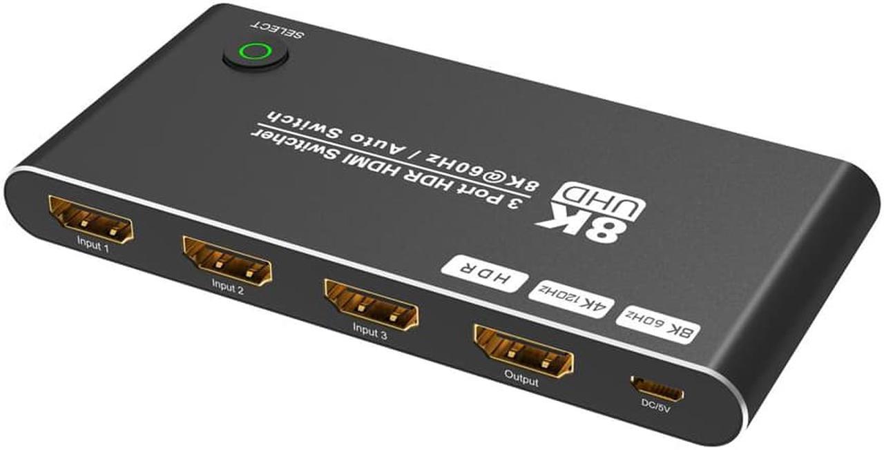 LUOM HDMI Switcher , 8K 4K 120hz Ultra HD 8K High Speed 48Gbps Directional HDMI Switch 3in 1out 8K@60Hz 4K@120Hz Switcher Converter Compatible with Xbox PS5 Projectors Monitors