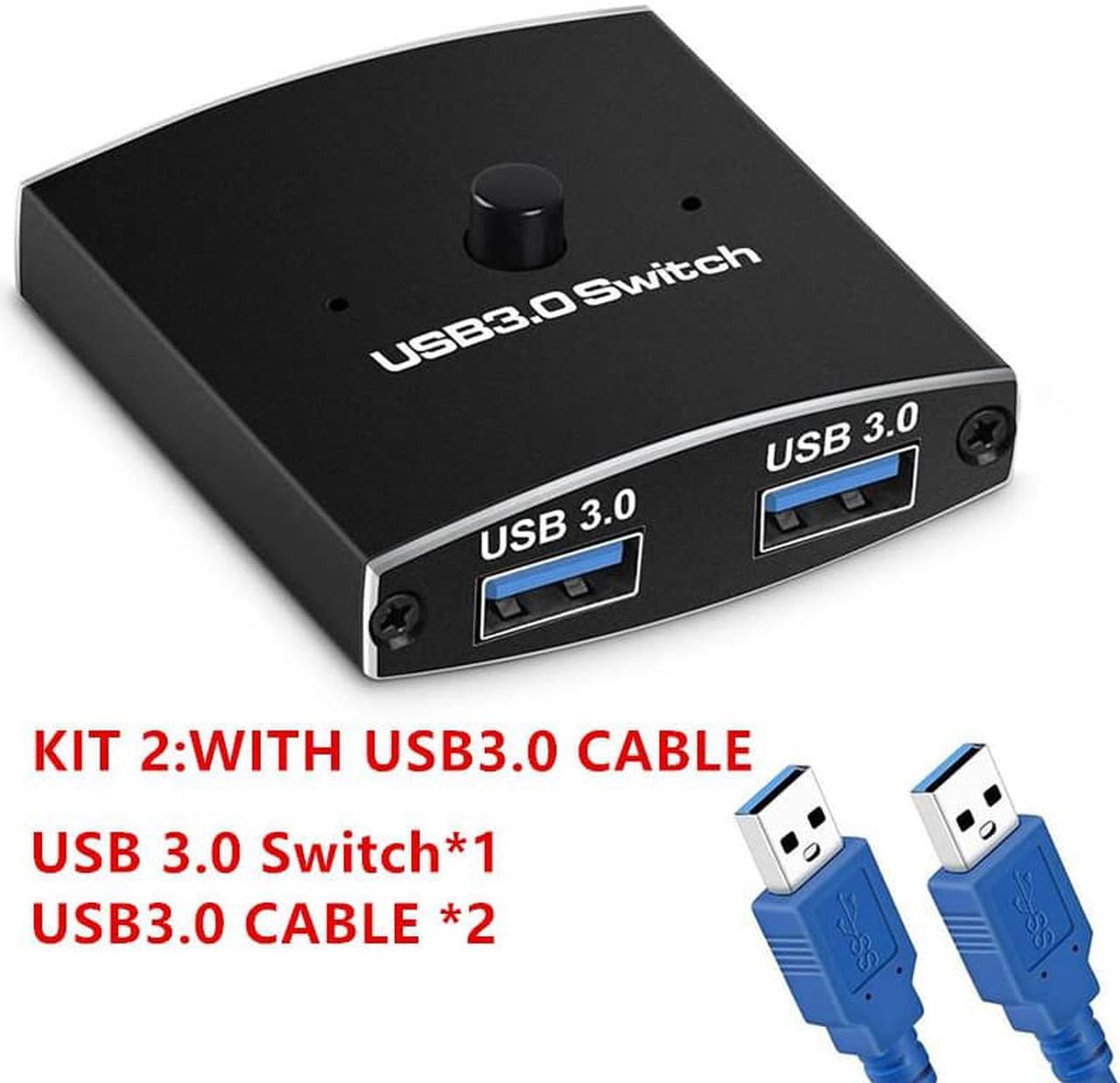 Main image of LUOM Bi-Directional USB Switch KVM USB HUB 3.0 Switcher Selector KVM Switch for PC Keyboard Mouse Printer 1 PC Sharing 2 Devices USB Switch,1 In 2 Out / 2 In 1 Out , Includes Two 3.3FT Data Cables