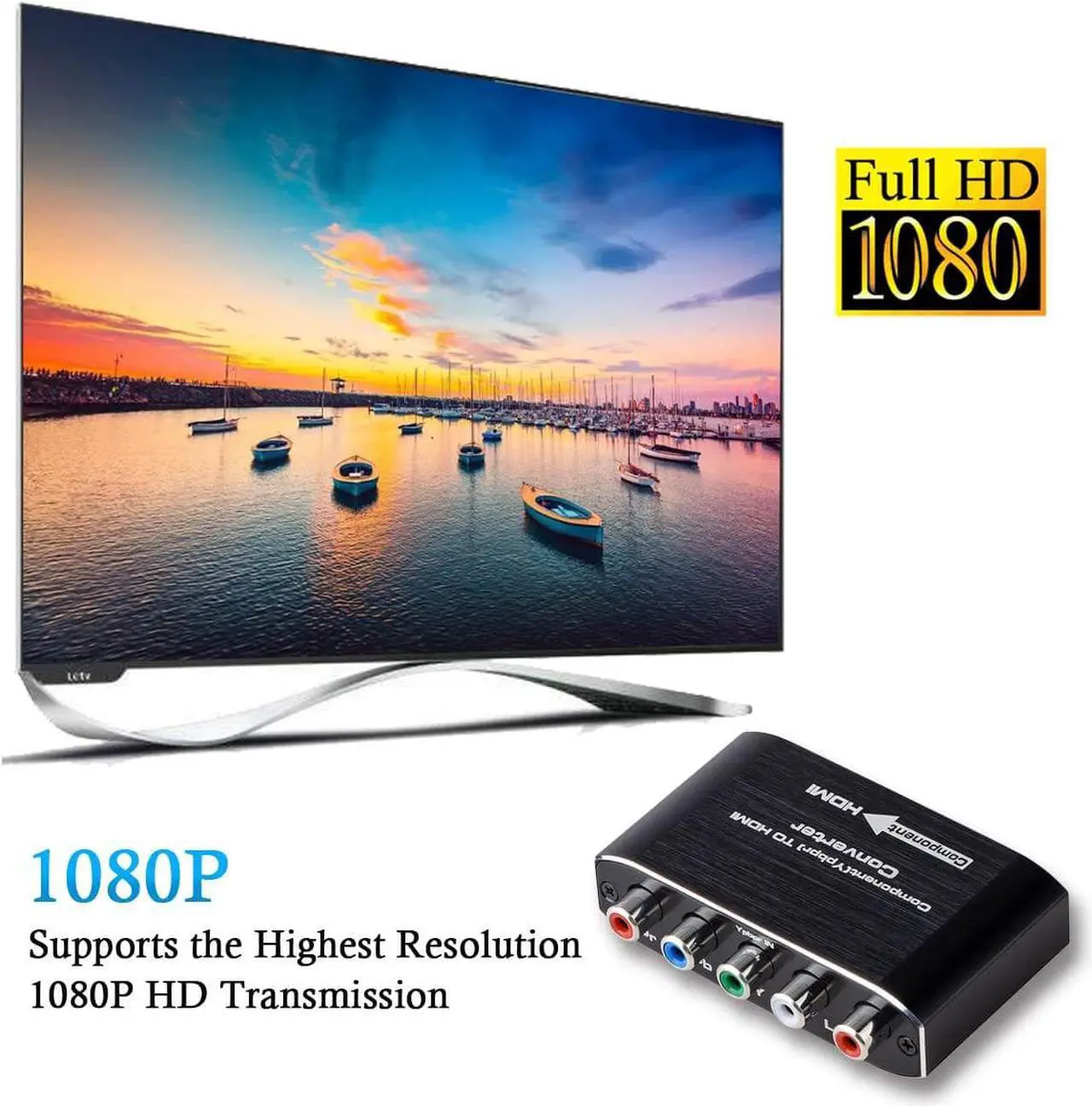 Alt view image 4 of 7 - YPbPr to HDMI Converter, Component to HDMI Adapter , 5RCA RGB YPbPr to HDMI Converter Supports 1080P 60Hz Video Audio for Laptop DVD Xbox One PS4 Nintendo to HDTV Monitor and Projecto