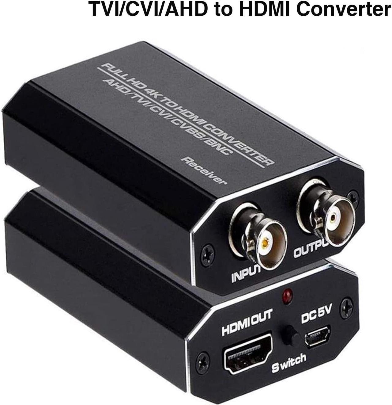 AHD to HDMI Converter,LUOM TVI to HDMI Converter 4-in-1 Composite CVBS TVI CVI AHD to HDMI Converter Support 720P/ 1080P/ 3MP/ 4MP/ 5MP/ 8MP for Monitor HDTV DVRs