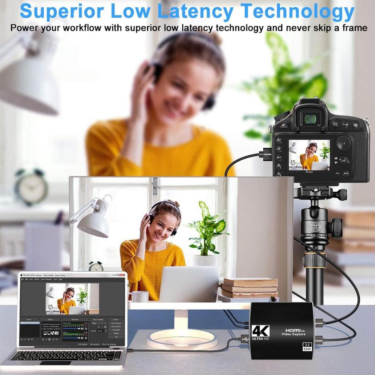 Alt view image 6 of 7 - 4K@60Hz HDMI-Compatible Video Capture Card Live Recording Box 4K HDMI to USB3.0/Type-C Video Card with Mic & 3.5mm Audio for Game Live Streaming for PS4 Computer Phones