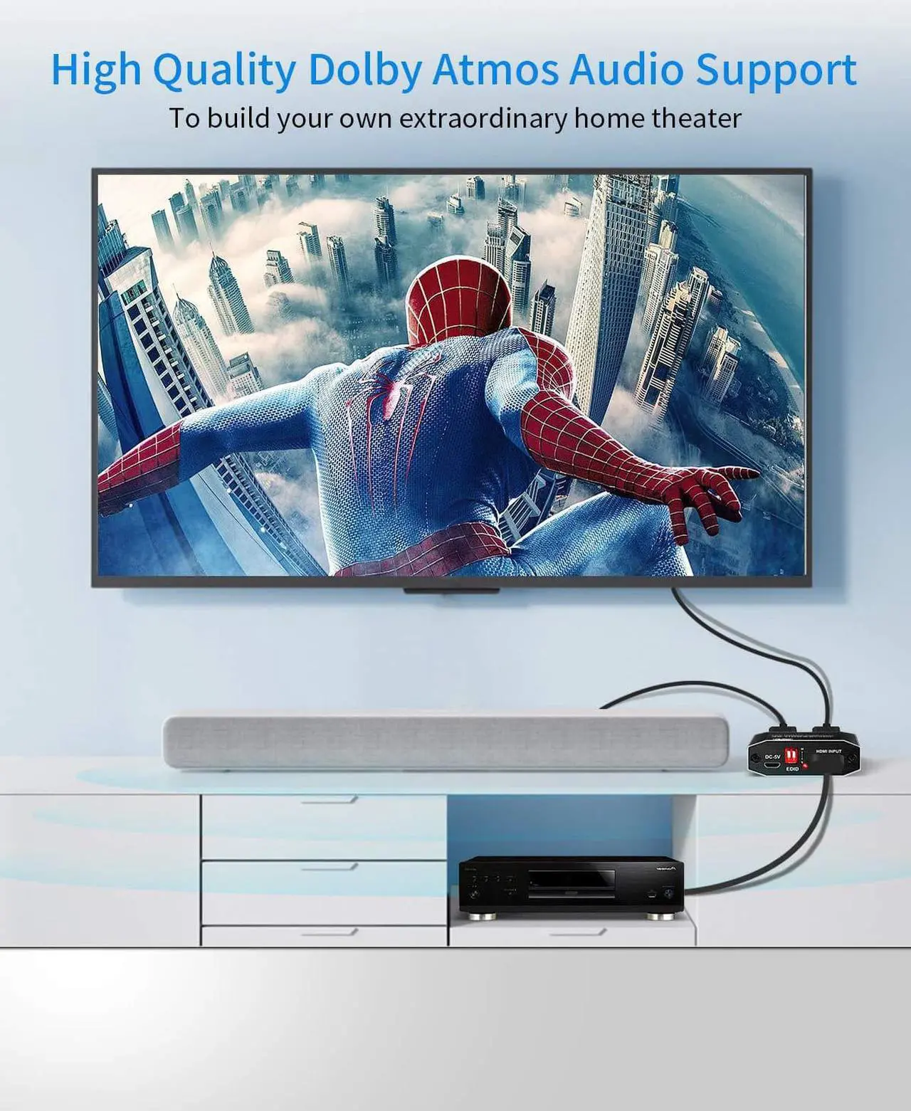 Alt view image 6 of 7 - HDMI Switch 4Kx2K@60Hz, HDMI Splitter 1 in 2 Out, with 4 kinds of EDID mode, Supports HDCP2.2, HDMI2.0b, EDID, 3D, RGB 4:4:4 Work for HDTV, Xbox, PS5/4/3, Blu-Ray Player, DVD, DVR