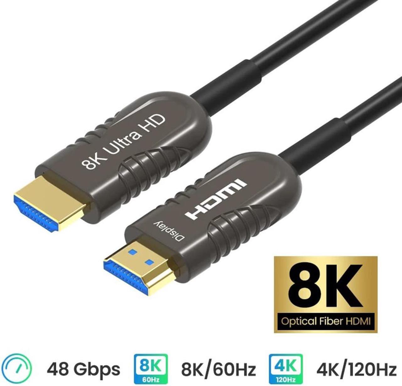 8K 48Gbps Fiber Optic HDMI2.1 Long Cable 120Hz 4K 8K HDMI 2.1 8K60hz 4K120hz 4K144hz HDCP 2.3 2.2 48Gbps Ultra High Speed Compatible with Apple-TV Dolby Vision Atmos PS5 PS4, Xbox One Series X-33FT