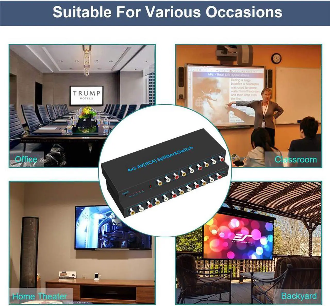 Alt view image 7 of 7 - 4 Ways 4 in 3 Out S-Video Game AV Switch Box Selector Splitter Switcher Converter with Remote Control for DVD Player, SNES, N64, PS2/3 Game Consoles
