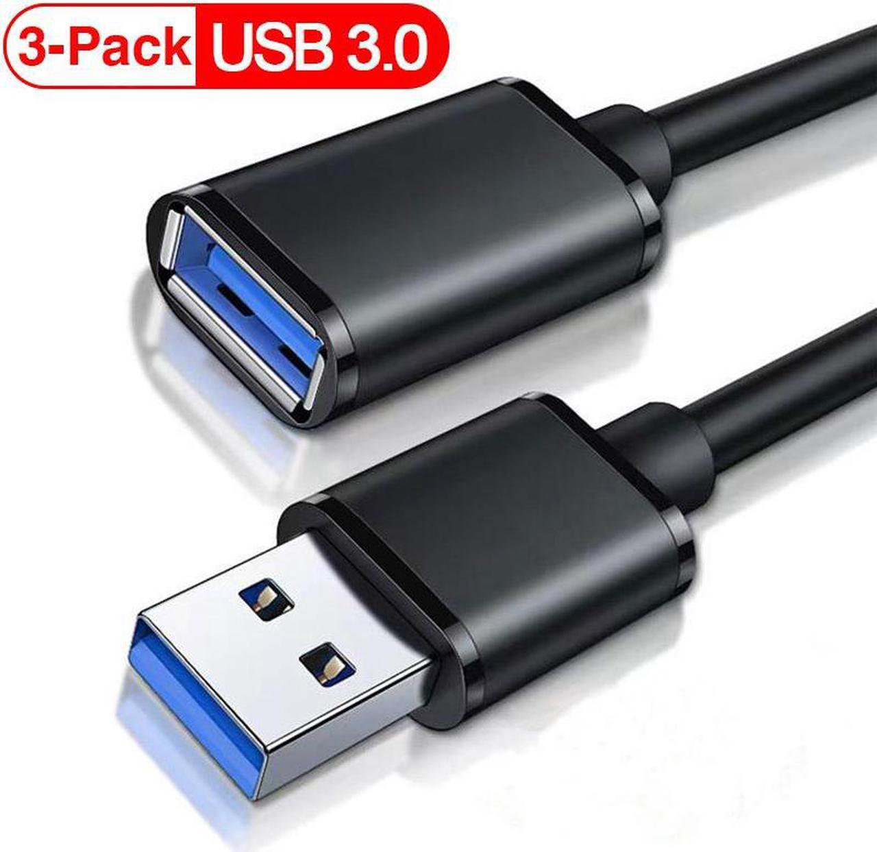 LUOM USB3.0 Extension Cable [1.6Ft, 3-Pack] for Smart TV PS4 Xbox One SSD USB to USB Cable Extender Data Cord Mini USB3.0 Extension Cable