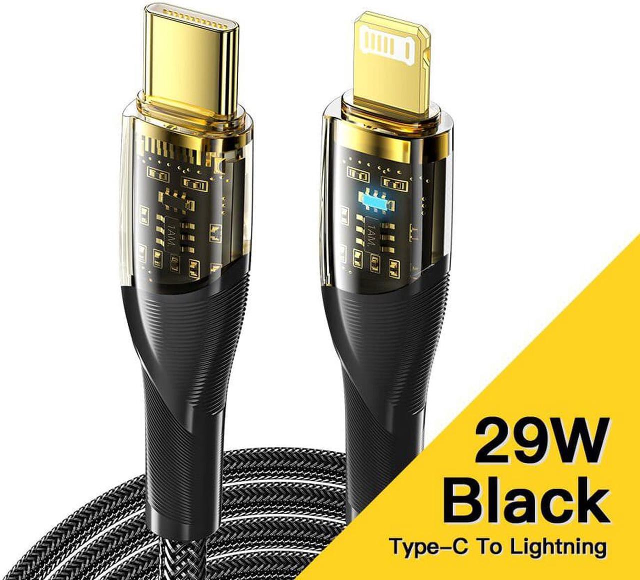 Main image of [3.3ft, 1-pack] 3A PD 29W USB C to Lightning Cable  [Apple MFi Certified] Super Fast Charging Transparent Shell, 480Mbps Data Nylon Braided for iPhone 14 13 12 11 Pro Max Mini XR XS 8 SE iPad