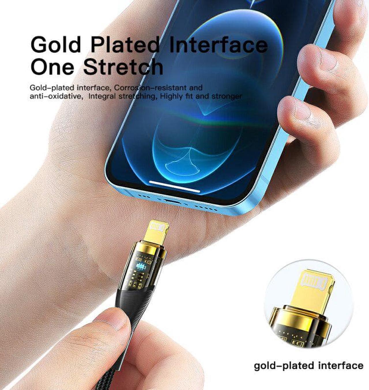 Alt view image 2 of 7 - [3.3ft, 1-pack] 3A PD 29W USB C to Lightning Cable  [Apple MFi Certified] Super Fast Charging Transparent Shell, 480Mbps Data Nylon Braided for iPhone 14 13 12 11 Pro Max Mini XR XS 8 SE iPad