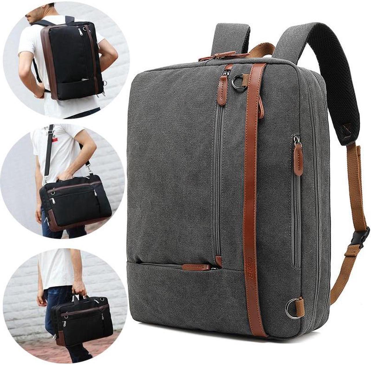 Convertible 3 in 1 Durable Business Smart Backpack Waterproof Laptop Backpack Travel Durable Daypack Fits 17.3 Inch Laptop (Canvas Gray)