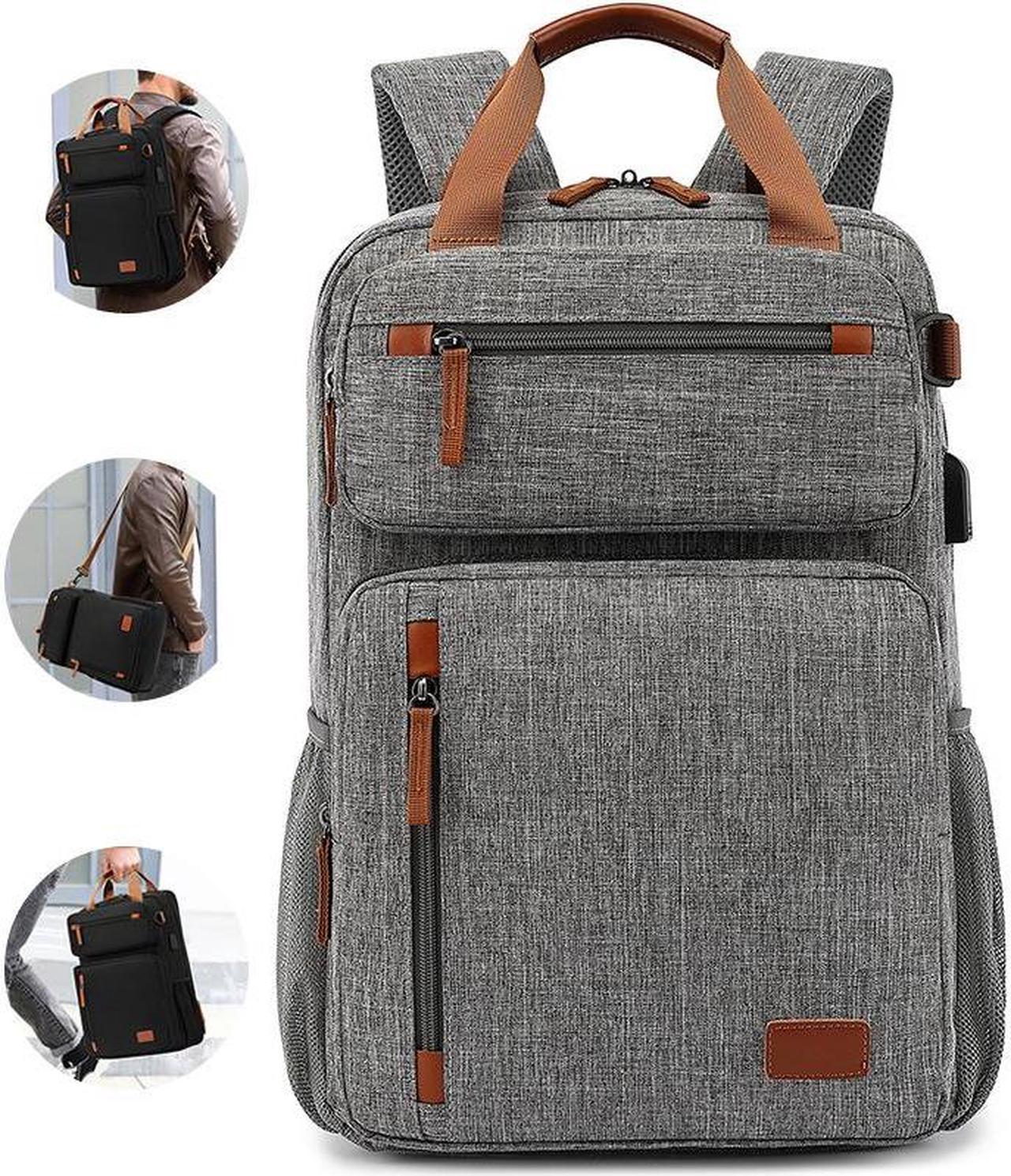 Travel Laptop Backpack, Business Anti Theft Durable Laptop Backpack with USB Charging Port, Water Resistant College Bag Computer Bag Gifts for Men Women Fits 15.6 Inch Notebook, Grey