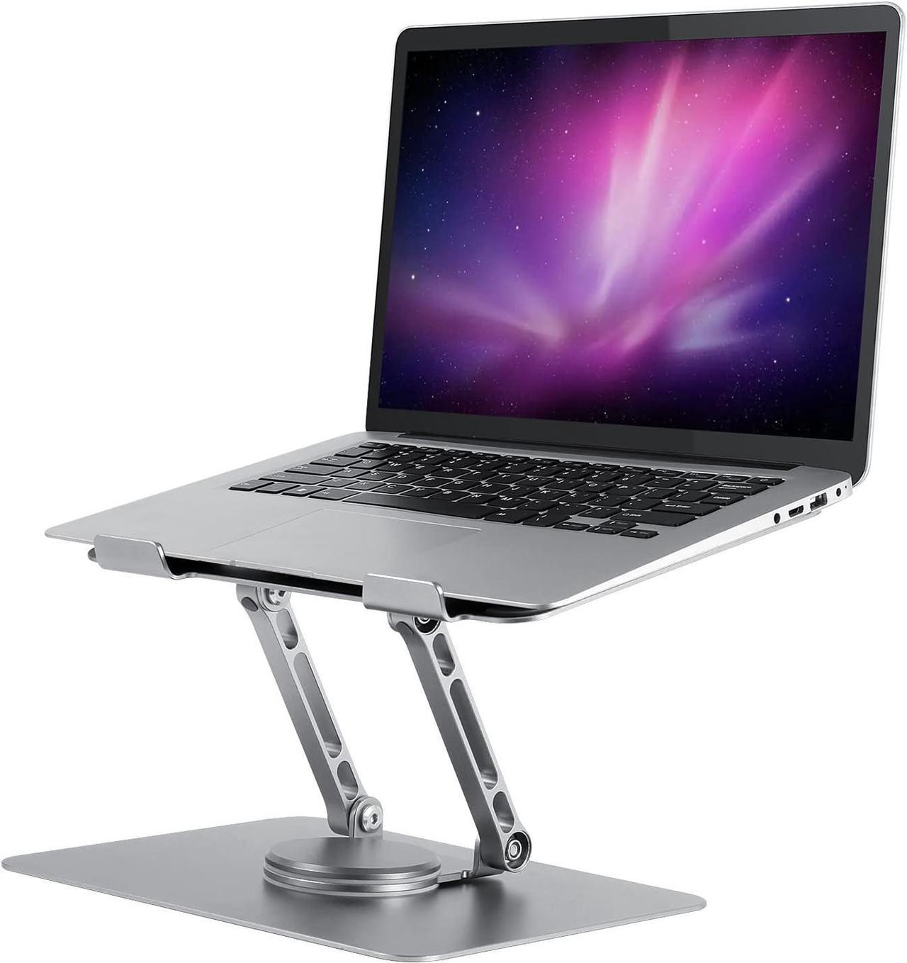 Aluminum Laptop Stand with 360 Rotating Base- Height Adjustable Laptop Stand for Desk - Ventilated & Ergonomic Laptop Holder - Universal Compatibility for up to 16 inches Notebook Laptops  Holder